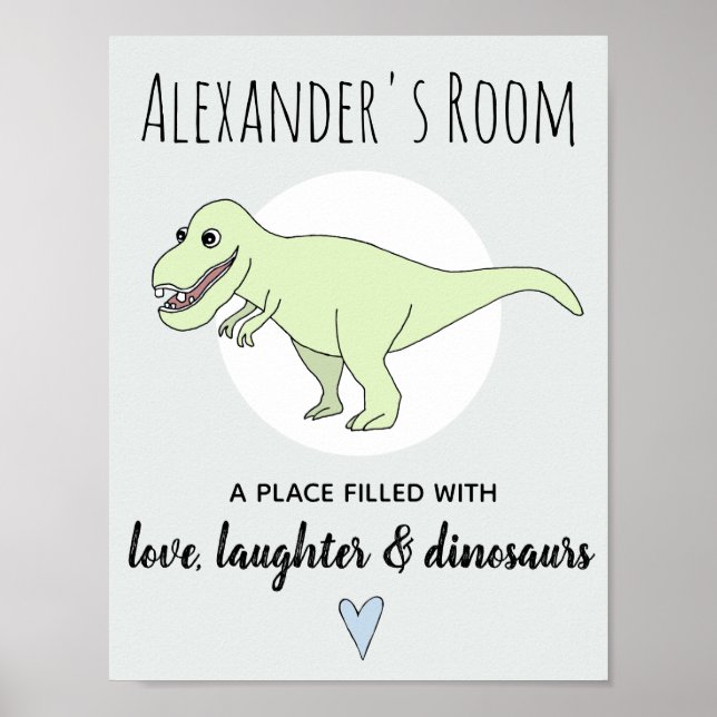 Póster Doodle de dinosaurio T-Rex para bebé con nombre pa (Frente)