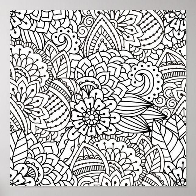 Póster Doodle de diseño de flores 2 (Frente)
