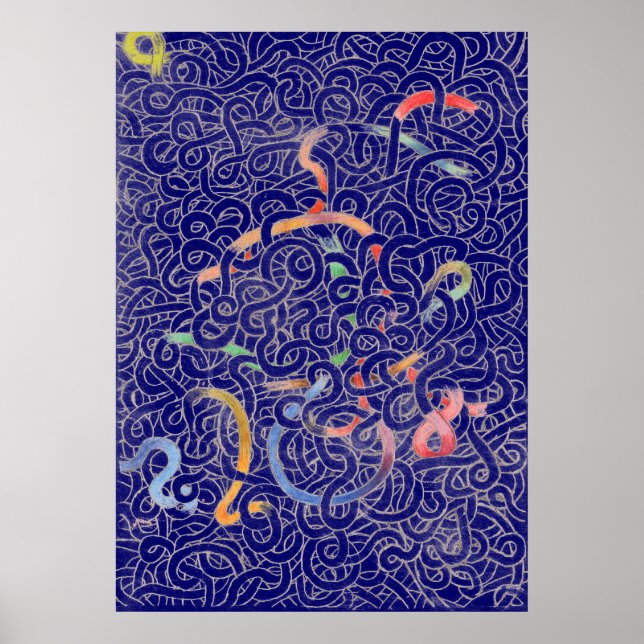 Póster Doodle de fideos azules (Frente)