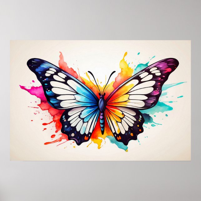 Póster Doodle de Ilustracion de mariposa de época (Frente)