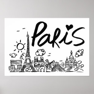 Póster Doodle de la ciudad de París