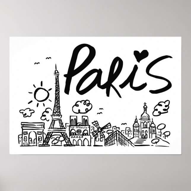 Póster Doodle de París (Frente)