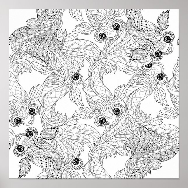 Póster Doodle de pescado 2 de China (Frente)