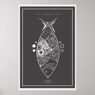 Póster Doodle de pescado bengalí