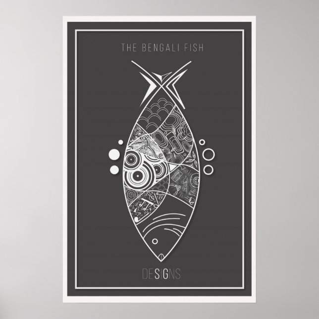 Póster Doodle de pescado bengalí (Frente)