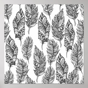 Póster Doodle de plumas blandas 2