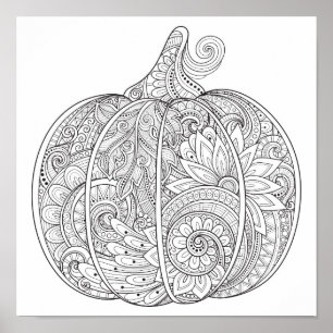 Póster Doodle decorativo de calabaza 2