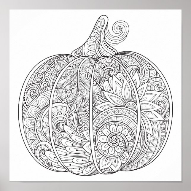 Póster Doodle decorativo de calabaza 2 (Frente)