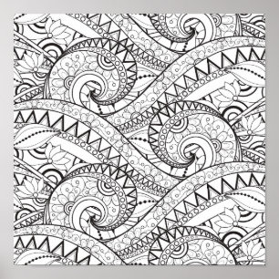 Póster Doodle detallado 2 del estampado de flores
