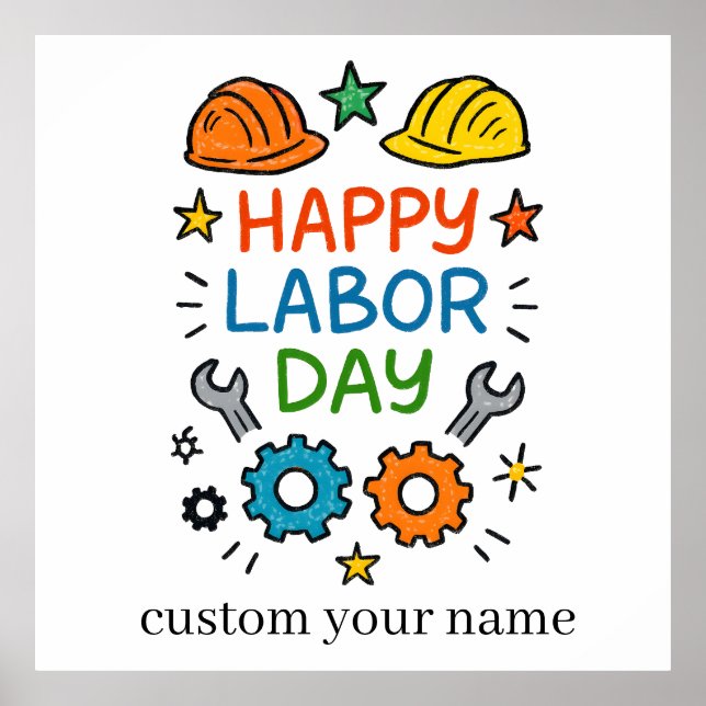 Póster Doodle Divertido Día del Trabajo (Frente)