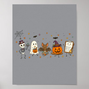 Póster Doodle Feliz Halloween Personajes Espeluznantes Ca