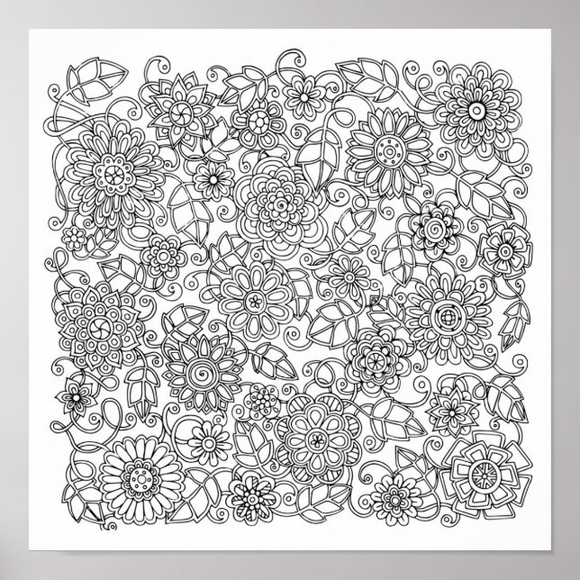 Póster Doodle floral étnico 2 (Frente)