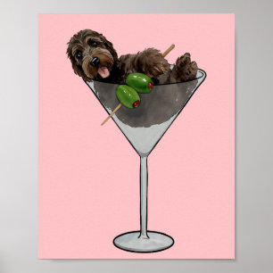 Póster Doodle Martini Dog Mom Watercolor