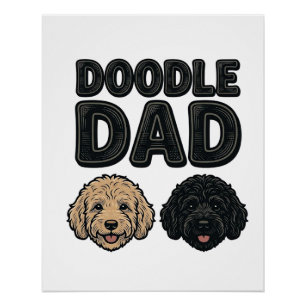 Póster Doodle Papá Camiseta Diseño Vintage Papá Perro_1