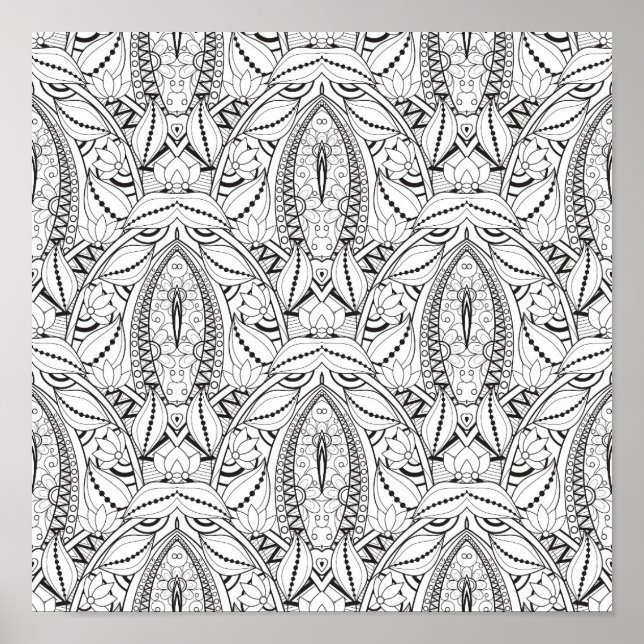 Póster Doodle tribal abstracto 2 (Frente)