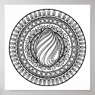 Póster Doodle tribal circular 2