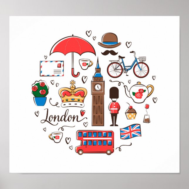 Póster Doodles de Londres (Frente)