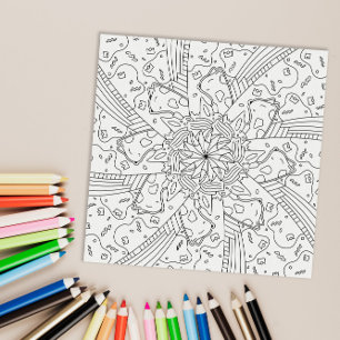 Póster Doodles Felices: Página de colorear de cumpleaños