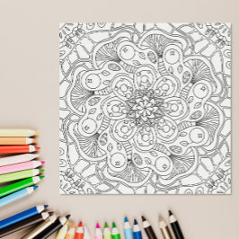 Póster Doodles Felices: Página para colorear de otoño