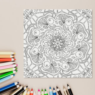 Póster Doodles Felices: Página para colorear de otoño