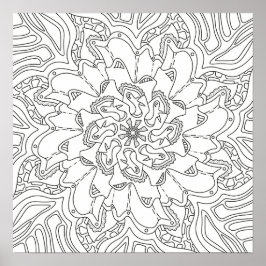 Póster Doodles Felices: Página para Colorear para Adultos