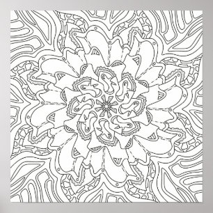 Póster Doodles Felices: Página para Colorear para Adultos