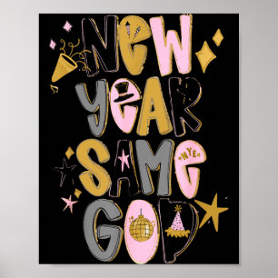 Póster Doodles Feliz Año Nuevo Mismo Dios 2026 Cel Cristi