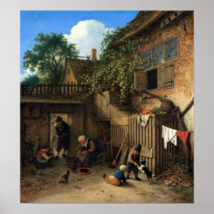 Póster Dooryard de la cabaña de Adriaen van Ostade The