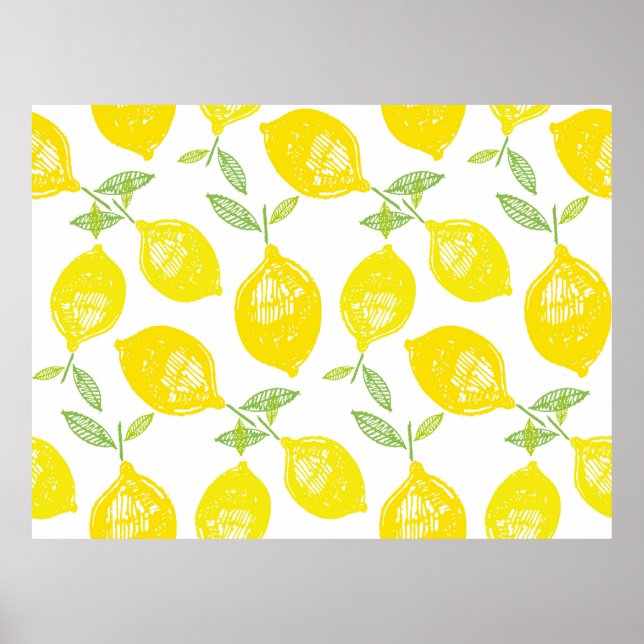 Póster Dopa dibujada a mano patrón de fruta tropical back (Frente)