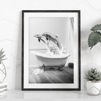 Póster Dophin en un Poster de bañera