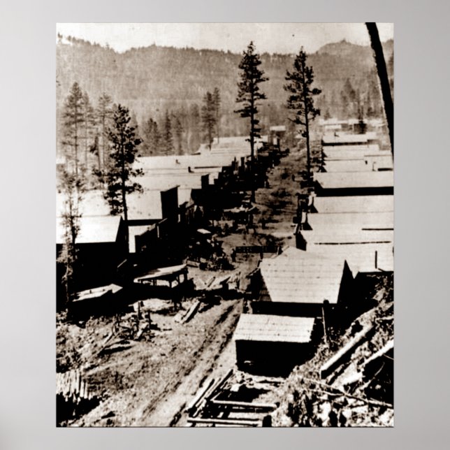 Póster Dorada Rush Deadwood South Dakota 1876 Sepia (Frente)