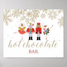 Póster dorado de barra de chocolate caliente para