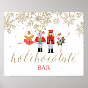 Póster dorado de barra de chocolate caliente para