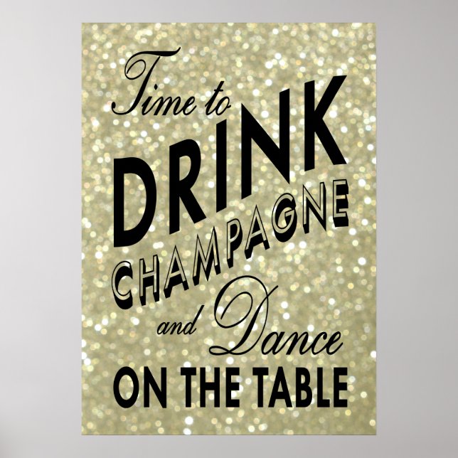 Póster dorado de Es hora de beber champán (Frente)