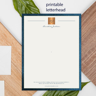 Póster Dorado moderno monogramable imprimible de membrete