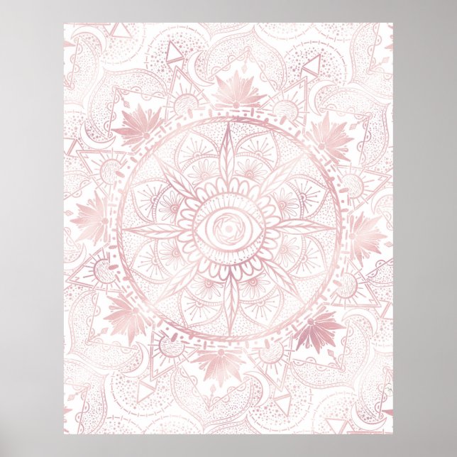 Póster Dorado Moon Sun Mandala Diseño Celeste (Frente)