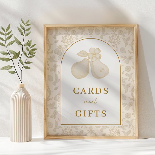 Póster Dorado Perfect Pear Bridal Shower Cards & Gifts Ró (Cards and Gifts Sign)