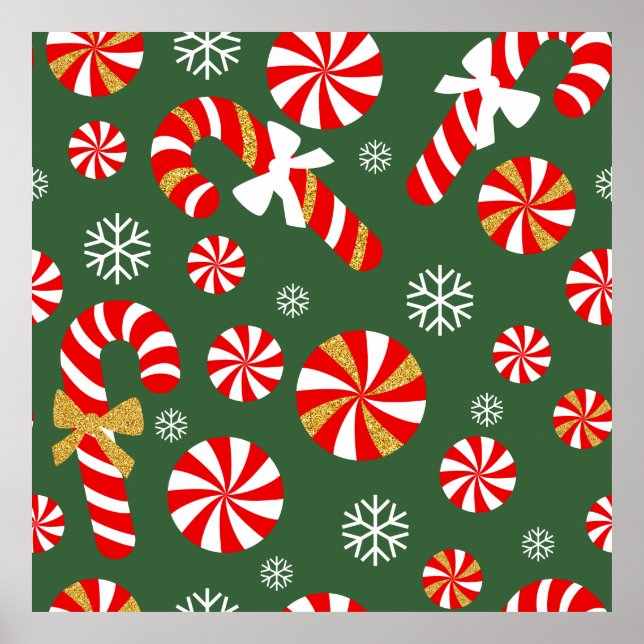 Póster Dorado Winter Sweet Snowfall Candy Cane (Frente)