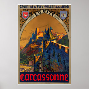 Póster d'Orléans y du Midi, Carcasona de Chemin de fer