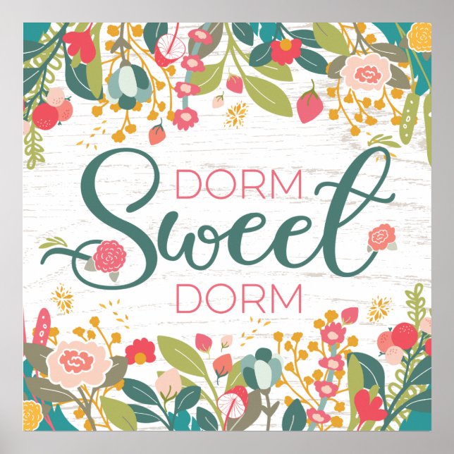 Póster Dorm Sweet Dorm Floral Square Poster (Frente)