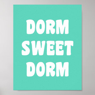 Póster Dorm Sweet Dorm Retro Lettering en Mint Green