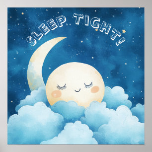Póster Dormir Apretado Cielo Azul Nocturno