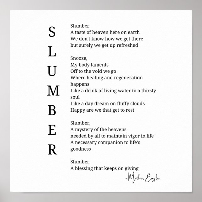 Póster Dormir sueño sueño tiempo de sueño poema poster ar (Frente)