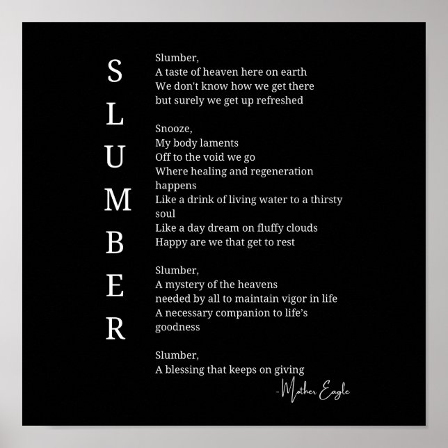 Póster Dormir sueño sueño tiempo de sueño poema poster ar (Frente)