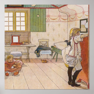 Póster Dormitorio ático superior con hermana pequeña.