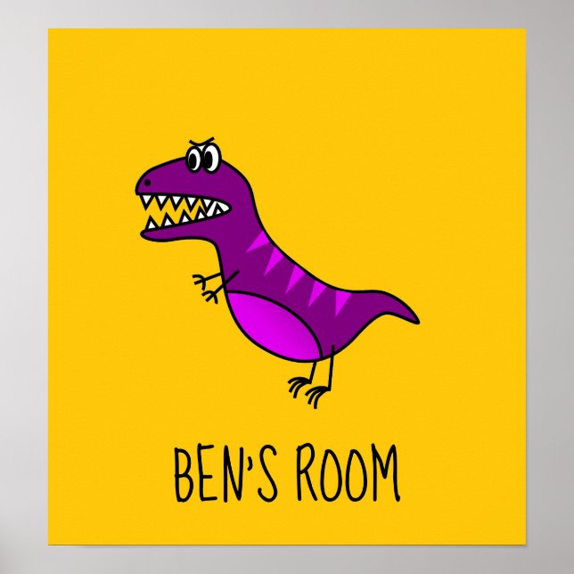 Póster Dormitorio del niño personalizado Cute púrpura din (Frente)