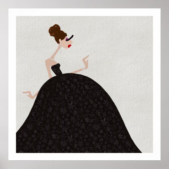 Póster Dormitorio negro Vestido Fiesta miércoles (Frente)