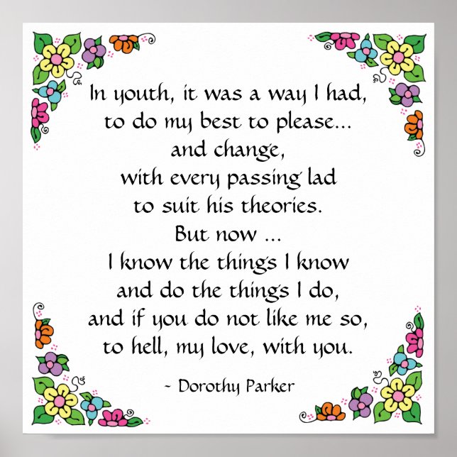 Póster Dorothy Parker Poster de citas por SRF (Frente)