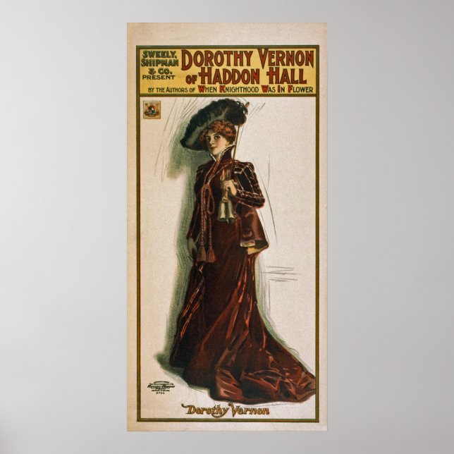 Póster Dorothy Vernon~Haddon Hall~Poster teatral 1906 (Frente)