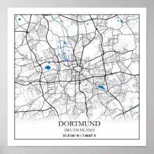 Póster Dortmund Deutschland City Map Travel Simple